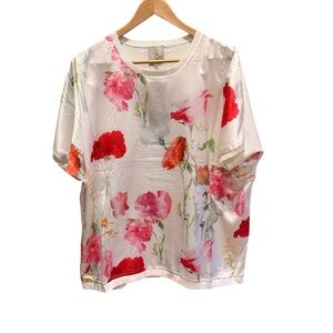 NWT Sioni Blouse Womens Floral Short Sleeve Women's Plus Size 1X